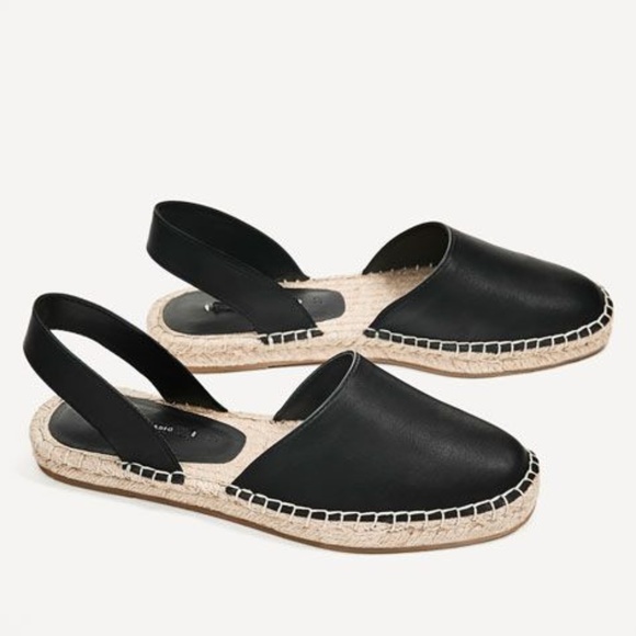 Zara Shoes - Zara Vegan Leather Slingback Espadrille Flats